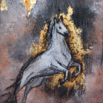 绘画 标题为“Little white horse” 由Elmira Sharipova, 原创艺术品, 丙烯