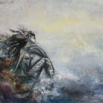 Картина под названием "Mermaid" - Elmira Sharipova, Подлинное произведение искусства, Масло Установлен на Деревянная рама дл…
