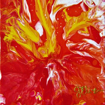Ζωγραφική με τίτλο "Fire" από Elodie Gaschy (GElie), Αυθεντικά έργα τέχνης, Ακρυλικό Τοποθετήθηκε στο Ξύλινο φορείο σκελετό