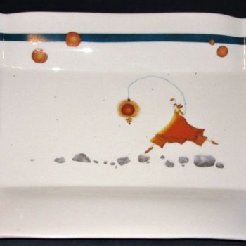 Painting titled "Plat à cake tout en…" by Elsa Viallet, Original Artwork