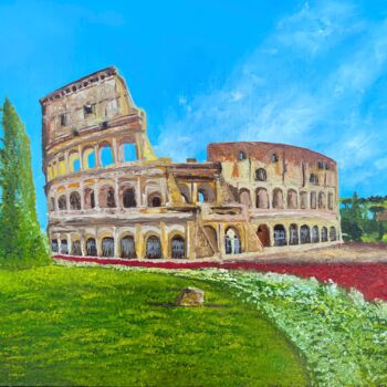 "Colosseum Rome Italy" başlıklı Tablo Elvira Gord tarafından, Orijinal sanat, Petrol Ahşap Sedye çerçevesi üzerine monte edi…