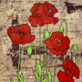 Rysunek zatytułowany „Poppies” autorstwa Elvira Kamaletdinova, Oryginalna praca, Akryl