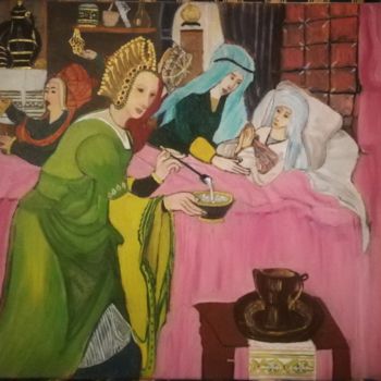 Painting titled "naissance de la vie…" by Emna, Original Artwork, Oil