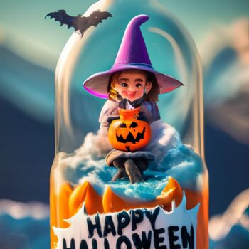 제목이 "Happy Halloween, cu…"인 디지털 아트 Emaga Travels ✈️ By Emaga.Art 🎨로, 원작, AI 생성 이미지