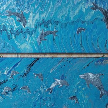 "Delfini tra le Onde" başlıklı Tablo Emanuela Lo Presti tarafından, Orijinal sanat, Akrilik