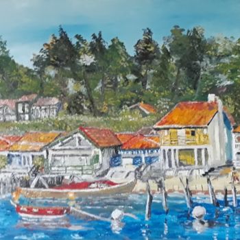 Painting titled "bassin arcachon" by Oeilme, Original Artwork, Oil