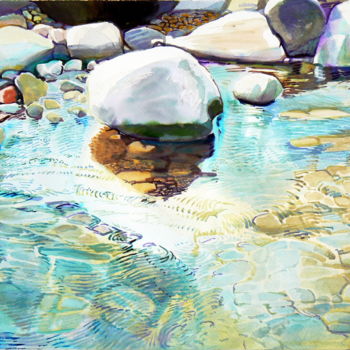 Painting titled "Stones are on the s…" by Emilia Amaro, Original Artwork, Watercolor