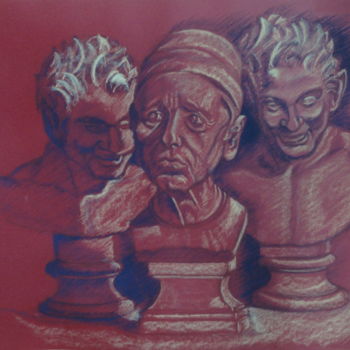 Drawing titled "Académie 2" by Emile Paya, Original Artwork, Chalk