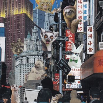 Collages titled "Zoo city" by Emilie Desault, Original Artwork, Collages