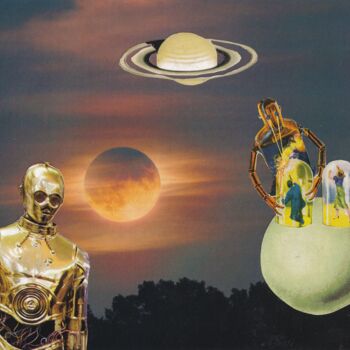 Collages titled "C-3PO" by Emilie Desault, Original Artwork, Collages