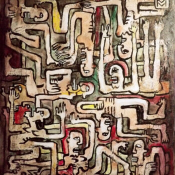 Painting titled "Histeria Symphonica" by Emilie Mota-Maldonado, Original Artwork, Pigments Mounted on Wood Stretcher frame