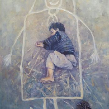 Pintura titulada "Singur pe lume / Do…" por Emily Ardelean, Obra de arte original, Oleo Montado en Panel de madera