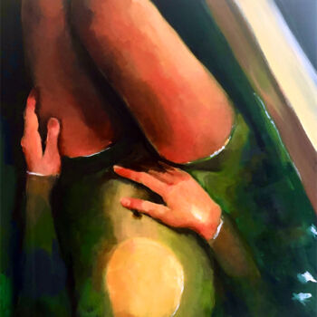 Painting titled "Le bain" by Emily Coubard (Mil.), Original Artwork, Acrylic Mounted on Wood Stretcher frame