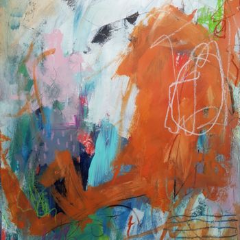 Painting titled "Orange path" by Emily Starck, Original Artwork, Acrylic