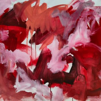Картина под названием "Camaieu de rouge 1" - Emily Starck, Подлинное произведение искусства, Акрил Установлен на Деревянная…