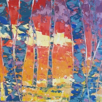 "Coloured trees 1" başlıklı Tablo Emma Heffe tarafından, Orijinal sanat, Petrol
