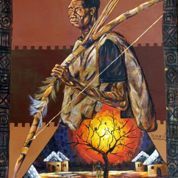 Картина под названием "Cultural Heritage (…" - Emmanuel Olaleye, Подлинное произведение искусства, Акрил Установлен на Дерев…