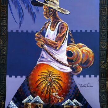 Pittura intitolato "Cultural Heritage (…" da Emmanuel Olaleye, Opera d'arte originale, Acrilico Montato su Telaio per barell…