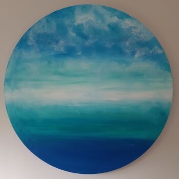 Painting titled "Entre ciel et mer" by Emmanuelle Bochaton, Original Artwork, Acrylic Mounted on Wood Stretcher frame