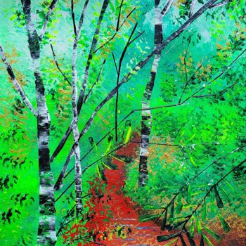 Painting titled "Forêt pyrrole" by Emmanuelle Donzé, Original Artwork, Acrylic