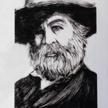 Printmaking titled "Walt W" by Emmanuelle Noizet, Original Artwork, Engraving