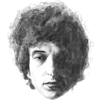 Digitale Kunst getiteld "Bob Dylan portrait 4" door Empty St, Origineel Kunstwerk, Digitaal Schilderwerk