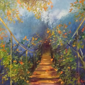 Painting titled "Route vers l'automne" by Ekaterina Suvorova, Original Artwork, Oil