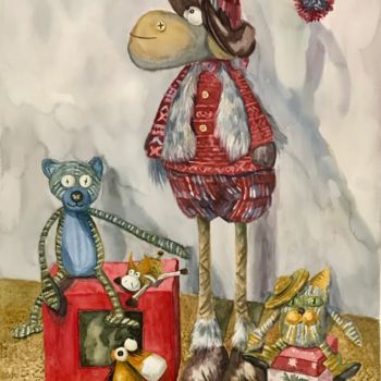 「Мамины игрушки」というタイトルの絵画 Larissa Lukanevaによって, オリジナルのアートワーク, 水彩画