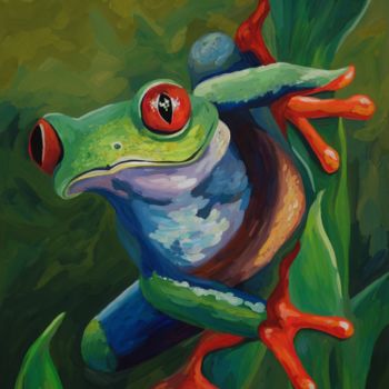 Painting titled "The Tree Toad 2" by Larissa Lukaneva, Original Artwork, Gouache
