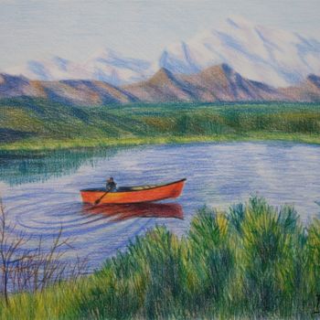 Drawing titled "Landscape with the…" by Larissa Lukaneva, Original Artwork, Pencil
