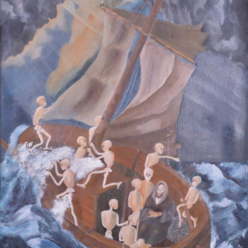 Pintura intitulada "Storm in Gelilee" por Enkart, Obras de arte originais, Óleo
