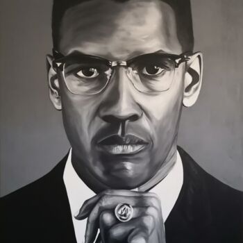 Painting titled "Denzel Washington -…" by Enrique Escolar Hernández, Original Artwork, Oil Mounted on Wood Stretcher frame