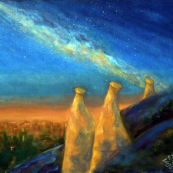 Peinture intitulée "Milky Way Over Capp…" par Erdal Bölükbaşı, Œuvre d'art originale, Acrylique