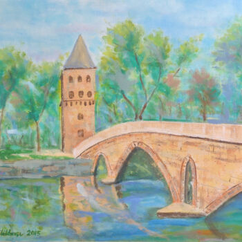Schilderij getiteld "Fatih Köprüsü ve Ad…" door Erdal Bölükbaşı, Origineel Kunstwerk, Olie