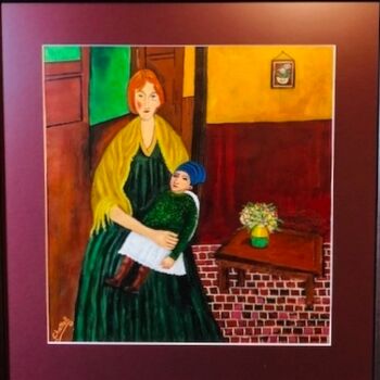 Malerei mit dem Titel "Woman with Child" von Eric Chattell, Original-Kunstwerk, Acryl