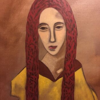 Schilderij getiteld "Woman with Long Hair" door Eric Chattell, Origineel Kunstwerk, Acryl