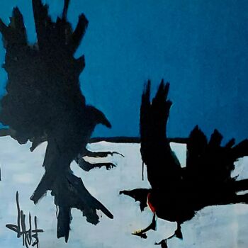 Pittura intitolato "2Ravens" da Eric Dhulst, Opera d'arte originale, Acrilico