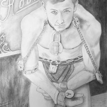 제목이 "Harry Houdini"인 그림 Eric Garnier로, 원작, 흑연