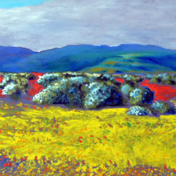 Pintura intitulada "Sage, Poppies, and…" por Eric Matranga, Obras de arte originais, Óleo Montado em Armação em madeira