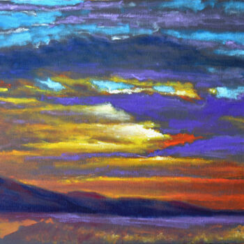 Painting titled "Mojave Sunrise" by Eric Matranga, Original Artwork, Oil Mounted on Wood Stretcher frame