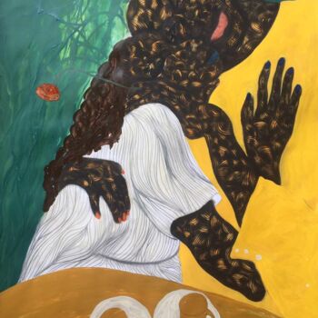 Painting titled "“Odo pa” True love" by Eric Odartey Cruickshank, Original Artwork, Acrylic Mounted on Glass