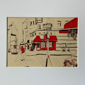 Disegno intitolato "Red corner" da Eric Stephan, Opera d'arte originale, Inchiostro