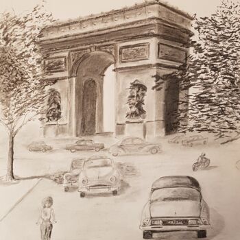 Desenho intitulada ""Arc de Triomphe 19…" por Eric Audry, Obras de arte originais, Carvão