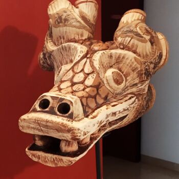 Sculpture titled "Quetzalcoatl" by Eric Rodriguez Sculpture, Original Artwork, Wood