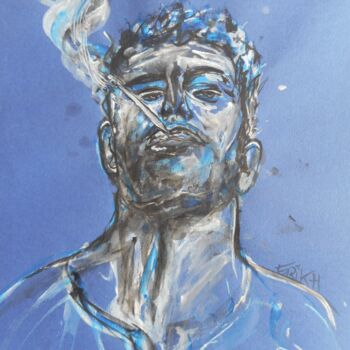 Painting titled "smoker" by Erik Hils, Original Artwork, Acrylic