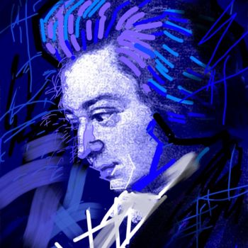 Arte digital titulada "Mozart in D minor" por Ernesto Rivera Novoa, Obra de arte original, Pintura Digital