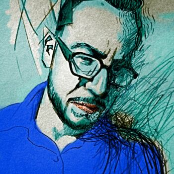 Digital Arts titled "Self-Portrait with…" by Ernesto Rivera Novoa, Original Artwork, Digital Painting