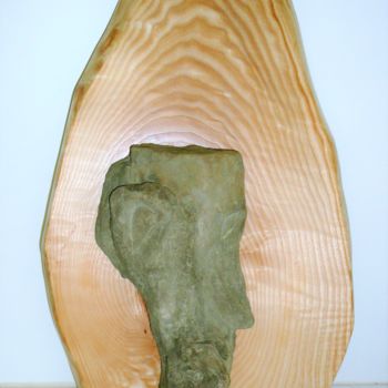 Scultura intitolato "Stoneface" da Erwin Bruegger, Opera d'arte originale, Pietra Montato su Pannello di legno