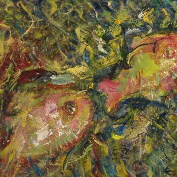 Malarstwo zatytułowany „dwie ryby” autorstwa Eryk Maler, Oryginalna praca, Olej