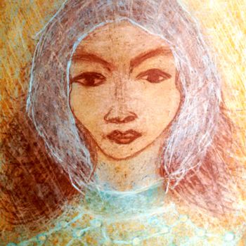 Drawing titled "Anna" by Erzsébet Engi, Original Artwork, Chalk